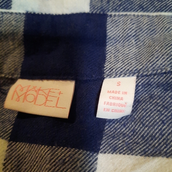 Make & Model S Button Down Plaid Shirt Woman Roll Tab Sleeve Flannel. Di… - Picture 5 of 5